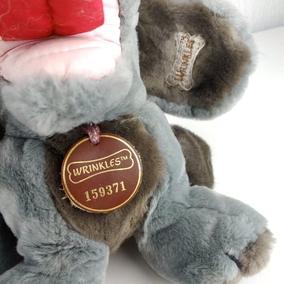 Vintage Ganz Bros Gray Wrinkles Plush 12" Stuffed Animal 1985 Puppy Dog - Picture 4 of 11